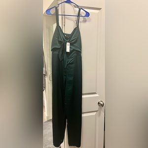 NWT Green Satin Abercrombie Jumpsuit, Size M.